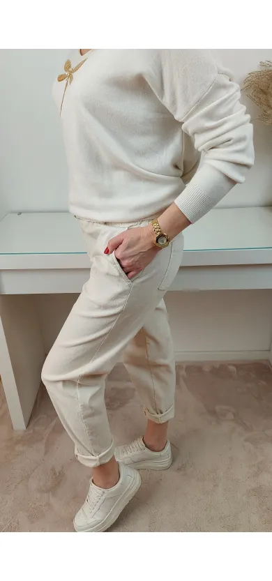 Spodnie Livan's sztruksowe beżowe