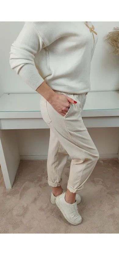 Spodnie Livan's sztruksowe beżowe