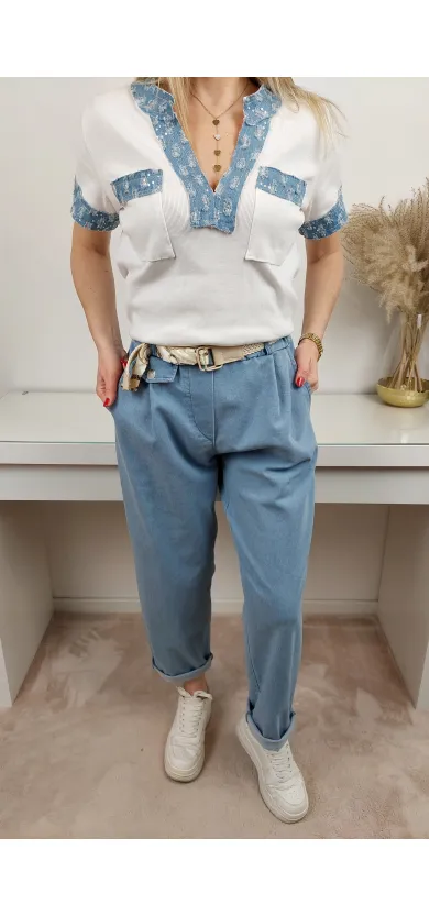 Spodnie Livans jeansowe z klapką