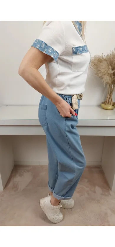 Spodnie Livans jeansowe z klapką